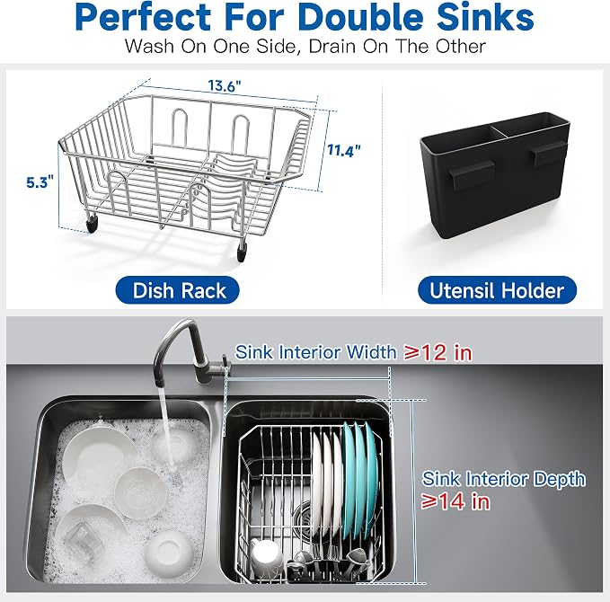 JASIWAY in Sink Dish Drying Rack, Stainless Steel Small Dish Drainer | Perfect - Image 2