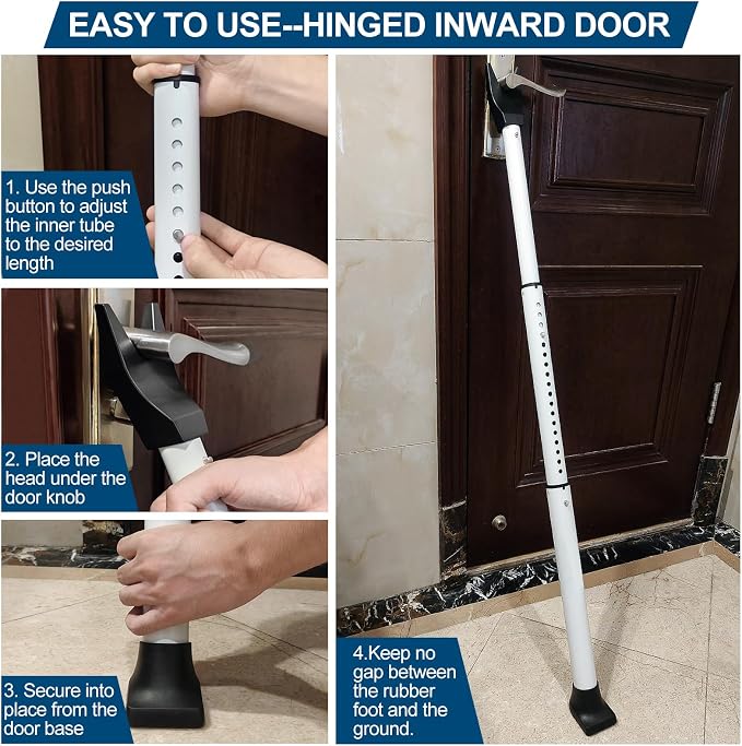 Rerishom Door Security Bar, Heavy Duty Door Stopper Jammer - Image 6