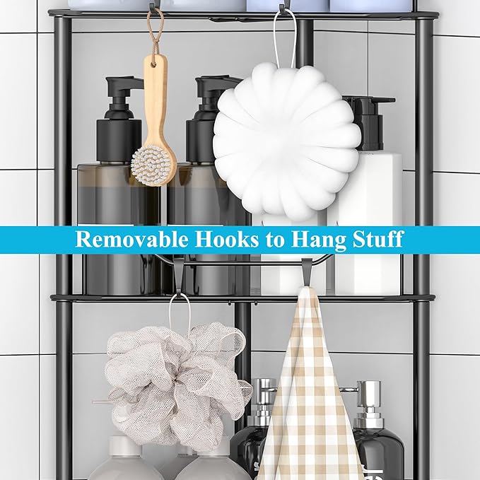 HuggieGems Metal Floor Standing Corner Shower Caddy, 3 Tier - Image 5