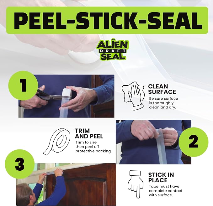 Alien Draft Seal Set of 49 Feet Anti-Draft Adhesive and Flexible Flap to Seal - Image 7
