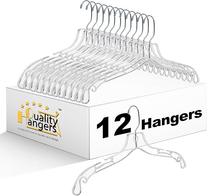 Quality Clear Hangers 12 Pack by QualityHangers