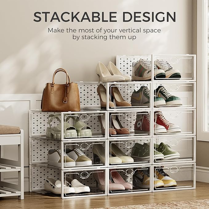 Pinkpum 15 Pack X-Large Shoe Storage Boxes, Shoe Organizer Clear Stackable - Image 7