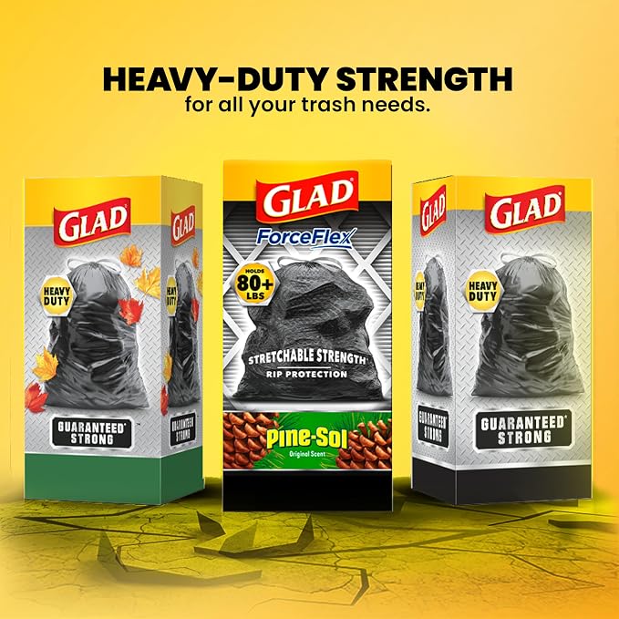 Glad Large 30 Gallon Trash Bags, Pine-Sol Heavy Duty Garbage Bags, Forceflex - Image 7