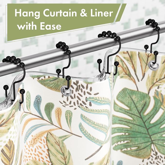 Amazer Shower Curtain Rings, Rust-Resistant Metal Double Shower Hooks - Image 4