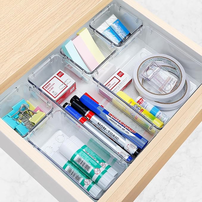 23 PCS Drawer Organizer Set, 5 Size Bathroom and kitchen organizer Trays | - Image 6