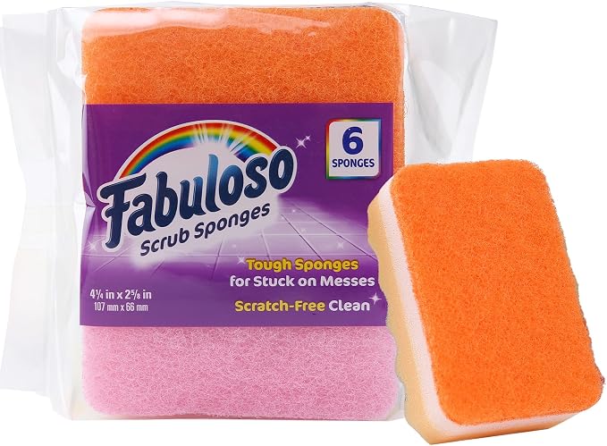 Fabuloso Scratch-Free Kitchen Dish Sponges Rainbow Cellulose Scrubber Sponge by Fabuloso