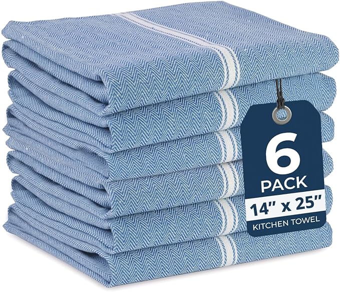 LANE LINEN Tea Towels for Kitchen 100% Cotton Absorbent Lint-Free 6 Pack by LaneLinen
