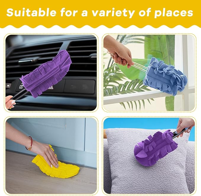 Zubebe 12 Pcs Reusable Duster Refills Fleece, Light Blue - Image 4