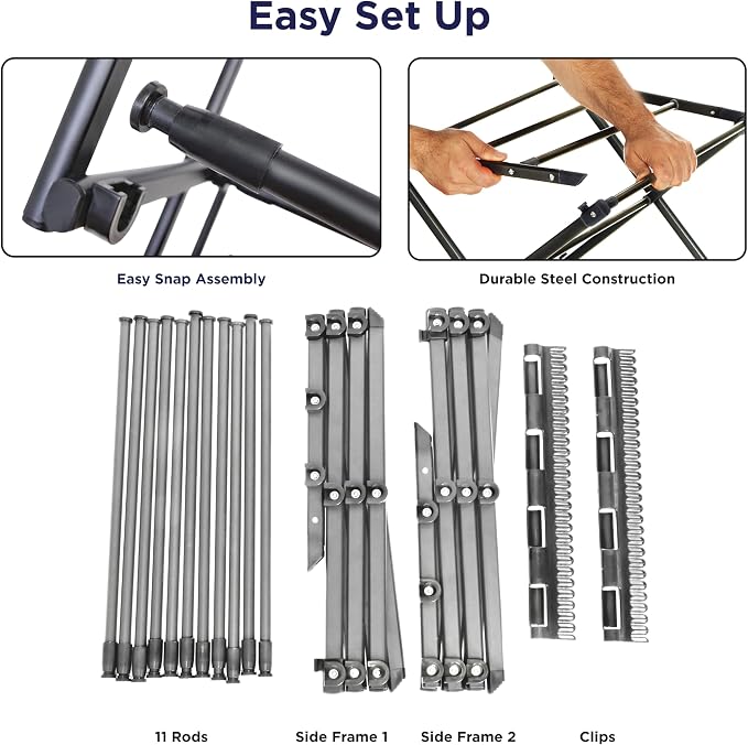 BLACK+DECKER Space Saving 3-Tier Expandable Clothes Drying Rack, Foldable - Image 4