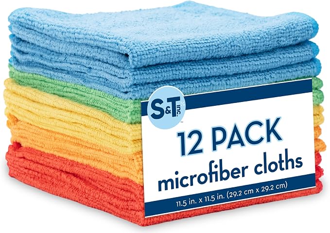 S&T INC. Microfiber Cleaning Cloth, 12 Pack, 11.5" x 11.5" by STINC