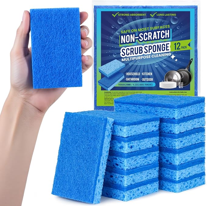 Metflavor Kitchen Sponges, Dual-Sided Non-Scratch Scrub Sponge | Dish Scrubber by Metflavor
