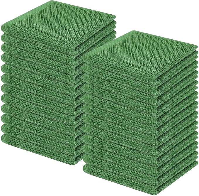 Homaxy 100% Cotton Waffle Weave Kitchen Dish Cloths 24-Pack, Grass Green | 12 x by Homaxy