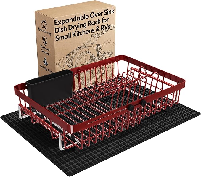 Red Dish Drying Rack Over The Sink by MAJALiS