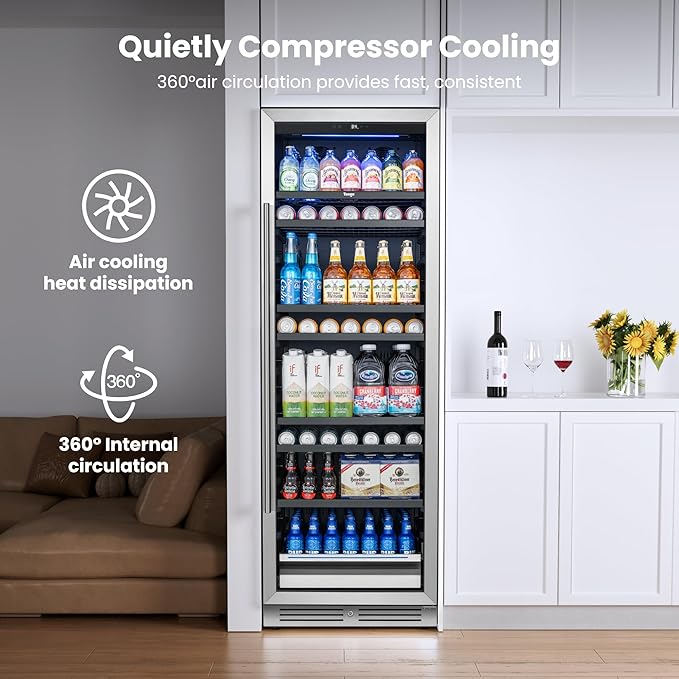 Yeego Beverage Refrigerator 48 inch -2PCS Capacity Beverage Cooler, Upgraded Beverage Refrigerator Freestanding or Built-In, Drink Cooler for Soda, Water, Beer or Wine - For Kitchen, Bar or Office