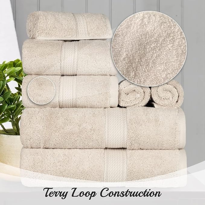 Superior Egyptian Cotton 800 GSM Plush & Absorbent, 9 Piece Set, Cream | Quick - Image 7