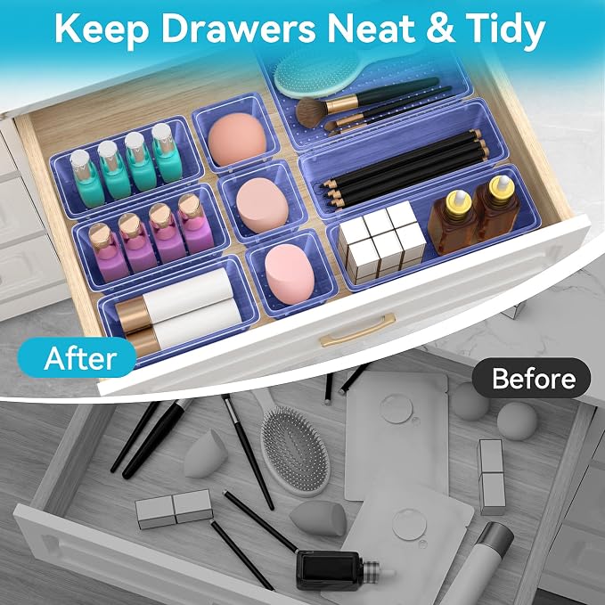 12 PCS Drawer Organizer Set, Makeup Organizer, Tool Storage Tray, Desk Drawer - Image 3