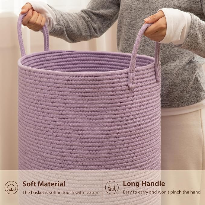 OIAHOMY 60L Nursery Hamper Laundry Basket Laundry Hamper Purple - Image 6