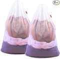 2 Pack Mesh Laundry Bags 24 x 36 Inches Drawstring Bag White by DuomiW
