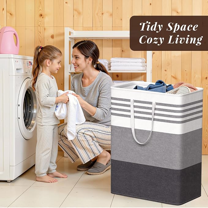 WOWBOX 2 Pack Laundry Baskets, Collapsible Dirty Clothes Laundry Hampers - Image 7