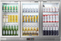 BODEGA BODEGACOOLER Back Bar Cooler With 3 Glass Doors,11.4 Cu.Ft Stainless Steel Commercial Back Bar Fridge with LED Lighting, Counter Height Bar Beverage Cooler for Beer,Soda Drinks,Wine