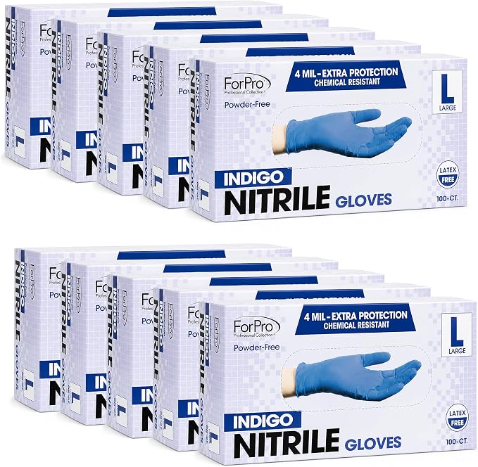 ForPro Disposable Nitrile Gloves, Chemical Resistant, Powder-Free, Latex-Free by ForProProfessionalCollection