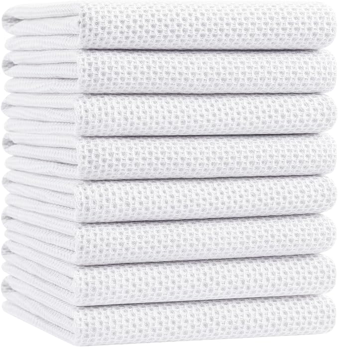 Homaxy 100% Cotton Oversized Waffle Weave Kitchen Towels 8-Pack, Ultra Soft by Homaxy