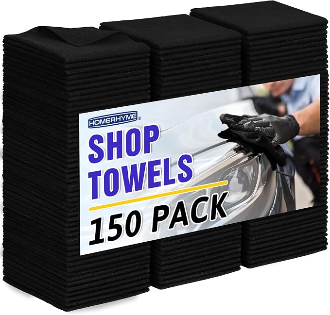 Microfiber Cleaning Cloth, 150 Pack Black Cleaning Rags Microfiber Towel Bulk by HOMERHYME