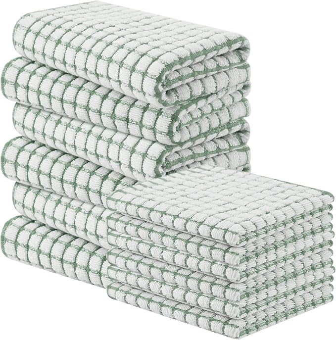 Homaxy Kitchen Towels and Dishcloths Set, Grass Green by Homaxy