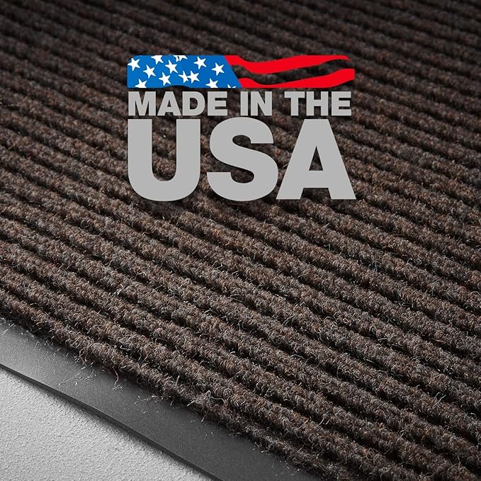 Consolidated Plastics Brush Dry Mat - Made in USA, Heavy-Duty Commercial DoorRug for Indoor/Outdoor Entryways, Non-Slip Backing for High-Traffic Areas (3' W x 5' L, Brown)
