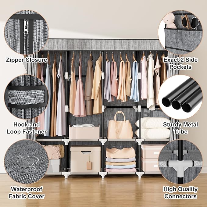 VTRIN Portable Closet for Hanging Clothes 67 Inch Wide Large Capacity Portable - Image 4