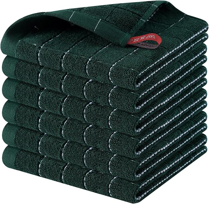 Homaxy 100% Cotton Terry Kitchen Dish Cloths, 6 Pack by Homaxy