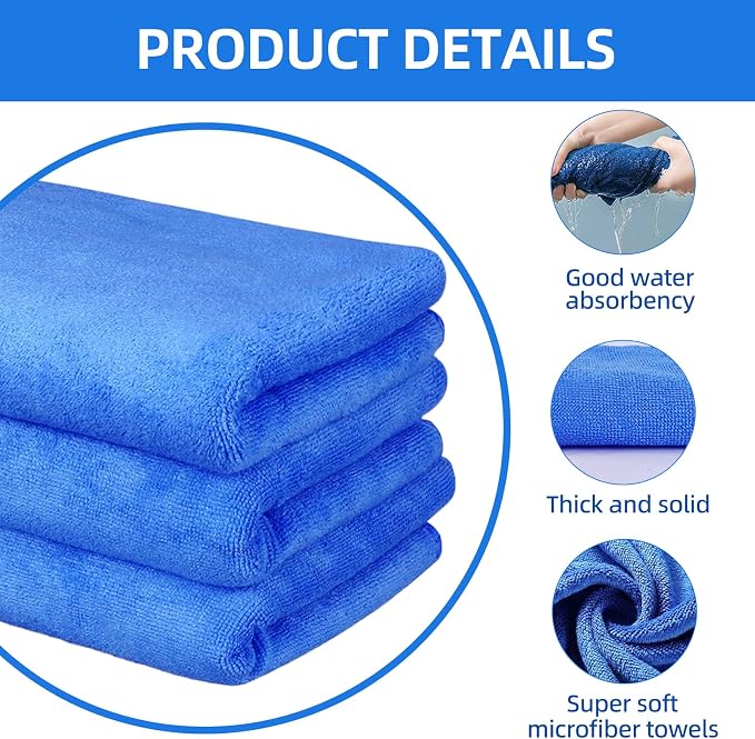 6 Pack Microfiber Cleaning Cloths Extra Large 30" x 20", XL Rags Washable - Image 3