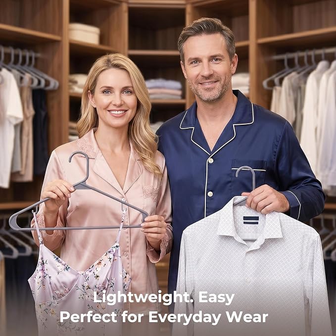 HOUSE DAY Grey Plastic Hangers 120 Pack, Slim Space-Saving Clothes Hangers | - Image 3