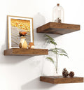Square Floating Shelves for Wall 8"W x 8"D x 1.2"H, Engineered Wood Wall Shelves with Invisible Brackets for Living Room Bedroom Bathroom Office Kitchen Storage & Decor, Rustic Brown Finish, Set of 3