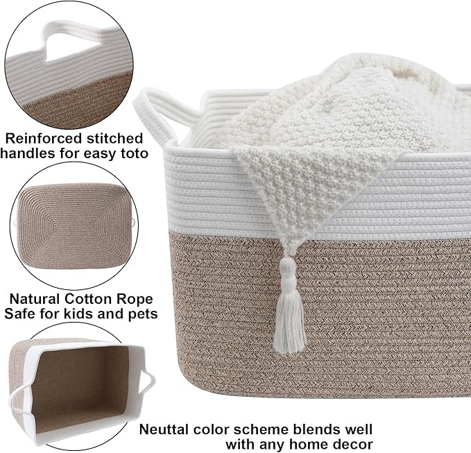 96L Laundry Basket with Handles, Extra Blanket Basket - Image 3