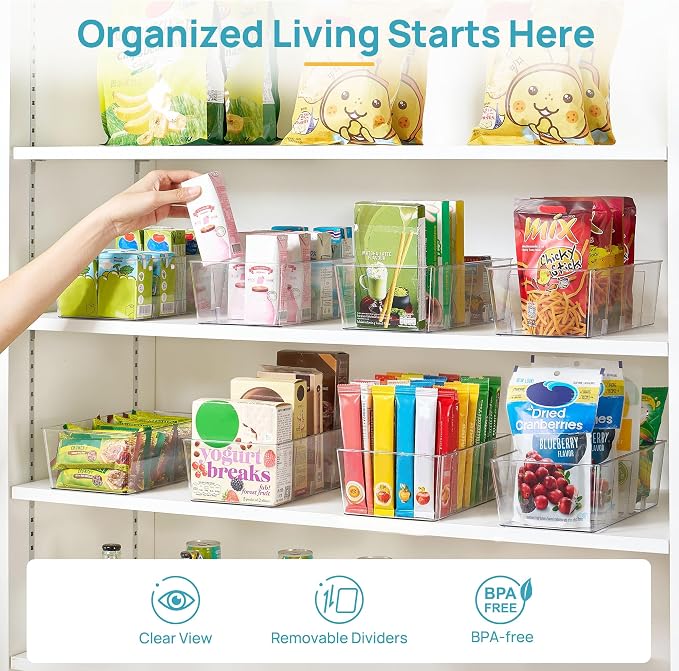 Vtopmart 4 Pack Food Storage Organizer Bins, 4 Compartments | - Image 4