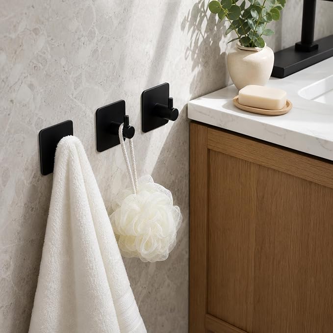 4 Pack Adhesive Towel Hooks, Heavy Duty Stainless Steel No Drill - Image 3