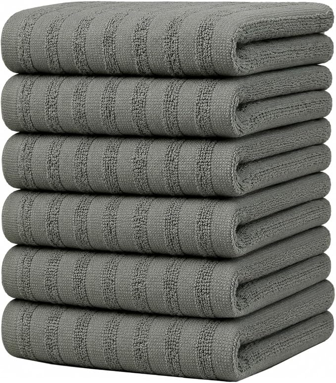 Premium Kitchen Towels 6 Pack 100% Cotton by BumbleTowels
