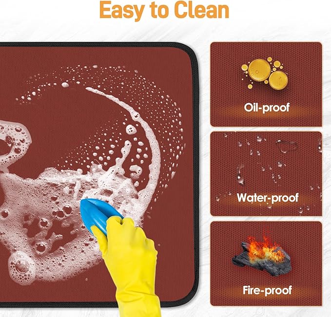 Heat Resistant Mat for Air Fryer, 16 x 24in Heat Resistant Mat for Countertop, Fireproof Silicone Countertop Protector Appliance Slider for Air Fryer, Coffee Maker, Toaster, Oven (Red)