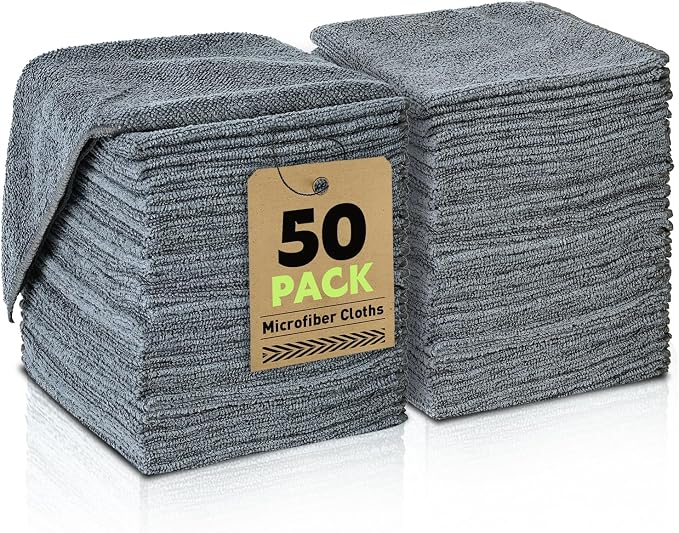 Microfiber Cleaning Cloths Bulk-50 Pack, 12x12 inches by TEAWOO
