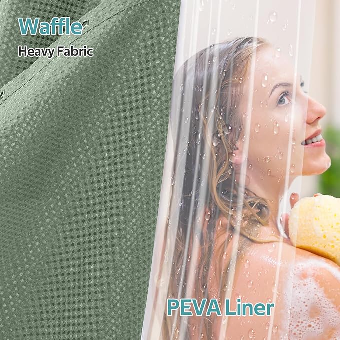 Vipfree 3 in 1 Shower Curtain Set, Waffle Shower Curtain and Liner Set - Image 3
