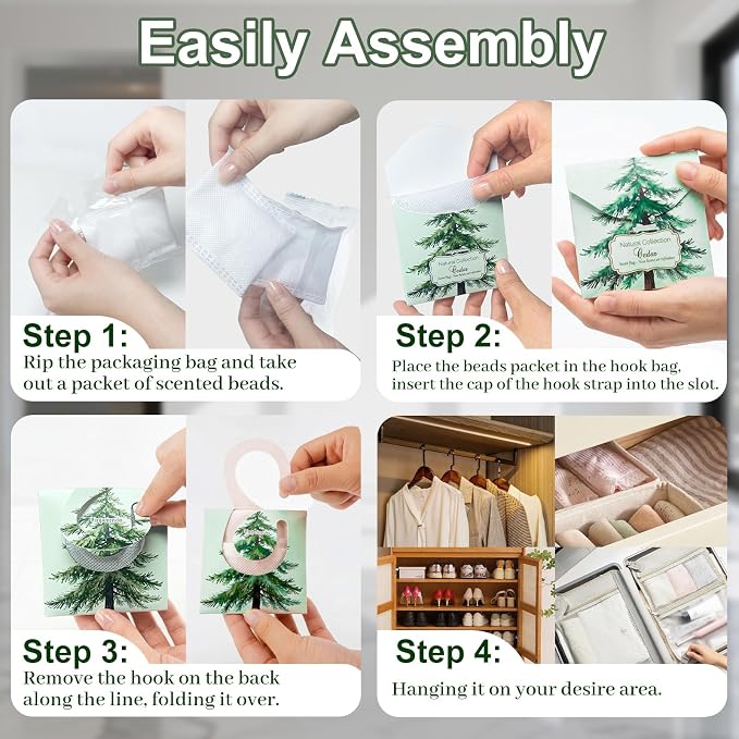 24 Pack Cedar Sachets for Drawers and Closets, Natural Closet Freshener - Image 8