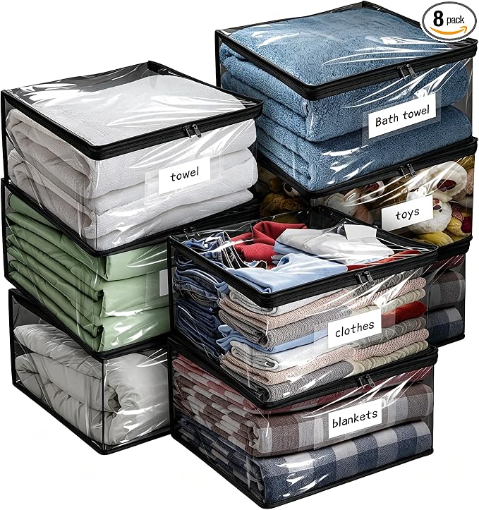 Plastic Storage Bags with Easy-Glide Zipper, Durable Clear Vinyl Zippered by Kikerike