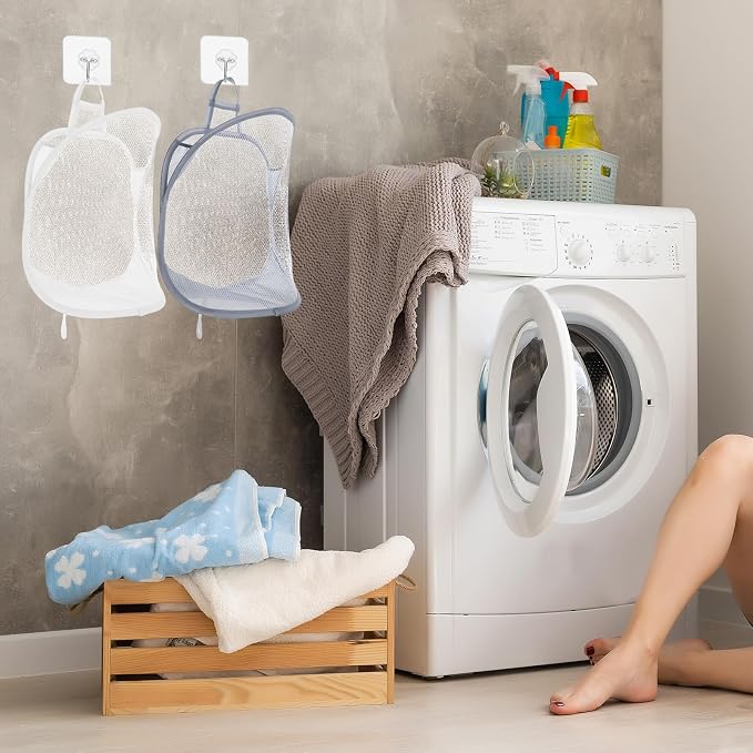 Ouligay 2Pcs Hanging Laundry Hamper Bag, Mesh Hanging Laundry Basket, Foldable - Image 2