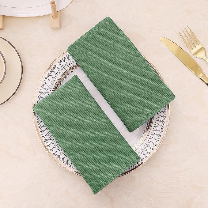 Homaxy 100% Cotton Waffle Weave Kitchen Towels, 4 Pack, Grass Green - Image 9