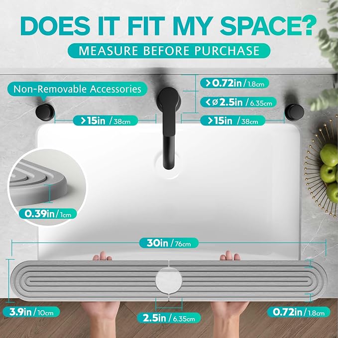 Stone Faucet Mat for Kitchen Sink – Diatomite Fast-Drying Stone Tray, Faucet - Image 2