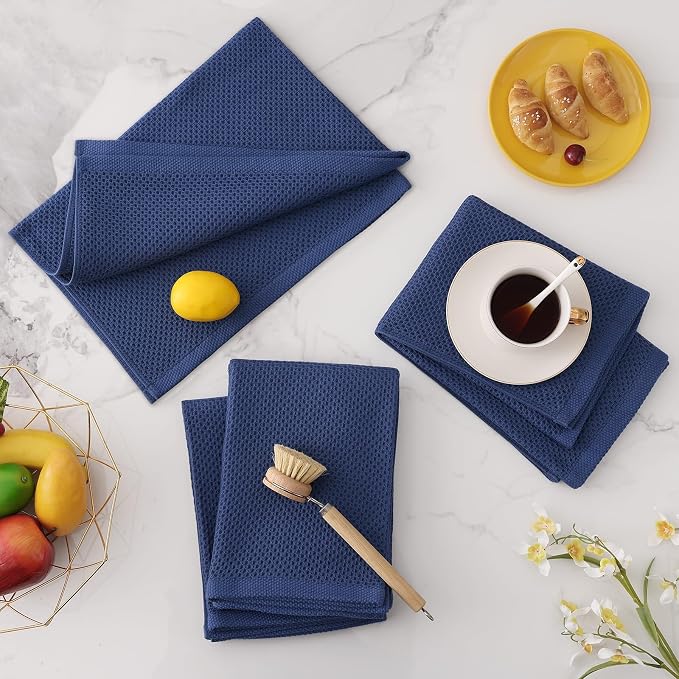 Homaxy 100% Cotton Oversized Waffle Weave Kitchen Towels 4-Pack, Ultra Soft - Image 7
