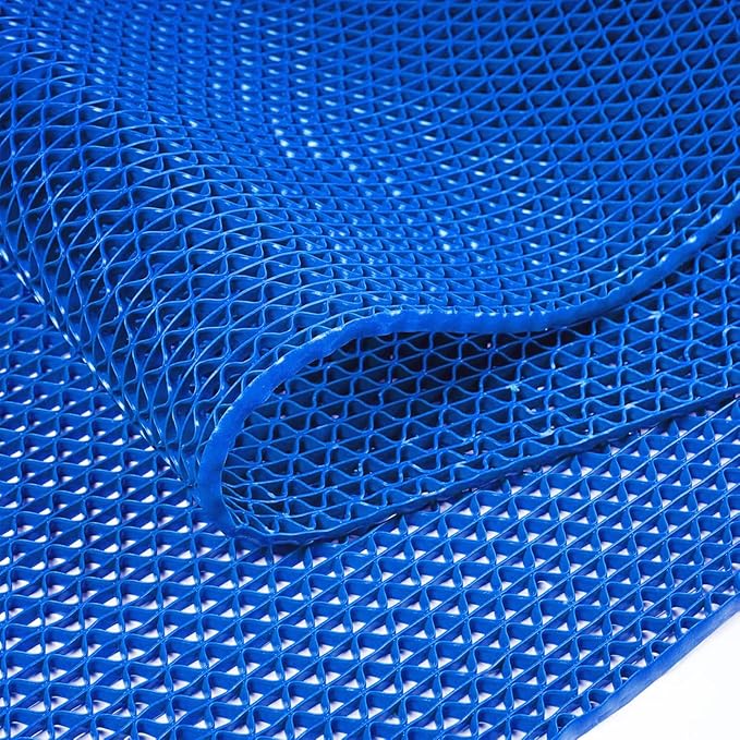WochiTV Non Slip Drainage Mats PVC Pool Floor Mat 0.23'' Thick Outdoor Indoor Parking Space Mat for Bathroom Garage Basement Backyard Commercial Kitchen 3x10Ft Blue
