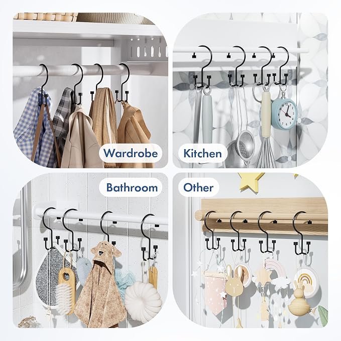 Bathway Shower Curtain Hooks Matte Black Shower Curtain Rings, Metal Shower - Image 8