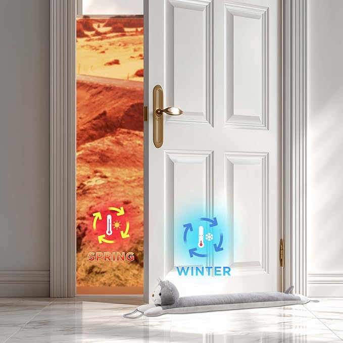 Sunolga Door Draft Stopper Blocks Hot and Cold Air, Weighted Sand and Cotton - Image 5